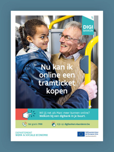Digibanken e inclusie poster man op tram